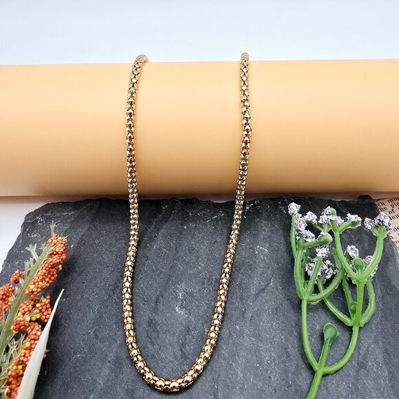 Bold Rose Gold Bead Chain Necklace – 17.7 Inch Luxe Polish Look, XPNL0016 - Picture 2 of 12